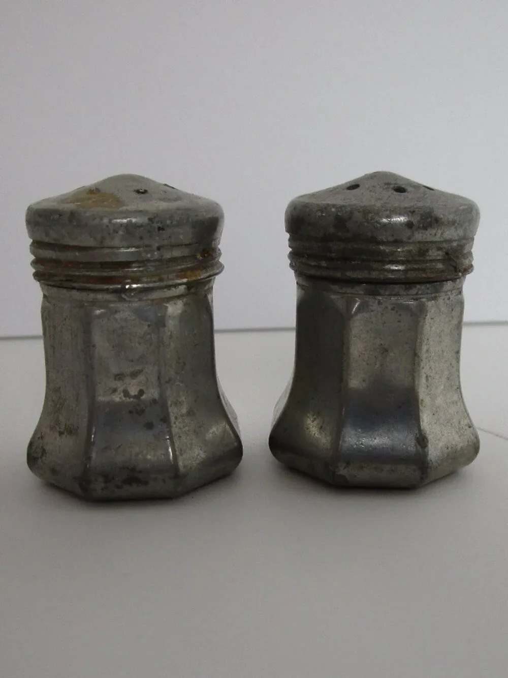 tiny pewter salt & pepper set